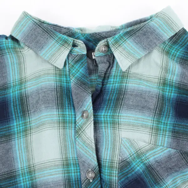 Eddie Bauer Women's XXL Plaid Button-Up Shirt Blue Teal Green