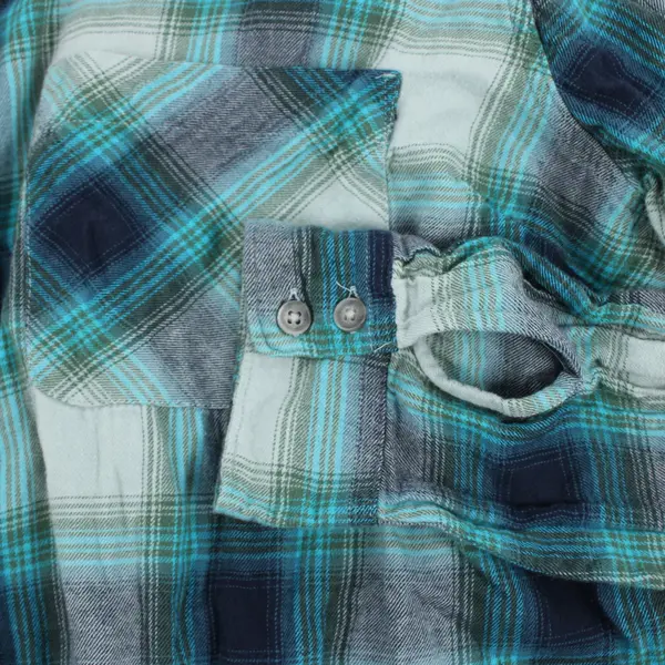 Eddie Bauer Women's XXL Plaid Button-Up Shirt Blue Teal Green