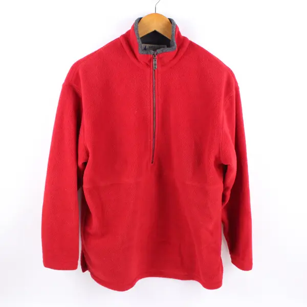 Marsh Landing Petites Petite Small Red Gray Fleece Half-Zip Pullover