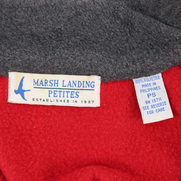 Marsh Landing Petites Petite Small Red Gray Fleece Half-Zip Pullover