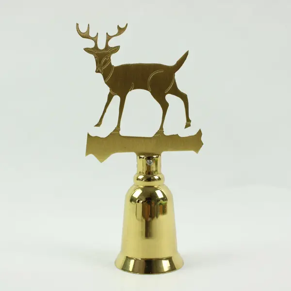Amish Kraft Co. Brass Reindeer Bell 4.5 in Decorative Collectible 