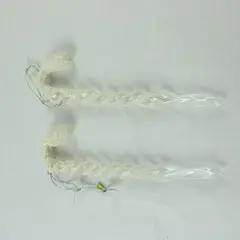 Lot of 2 Candy Cane Glass Icicle Christmas Tree Ornaments White Flocking 7" Long
