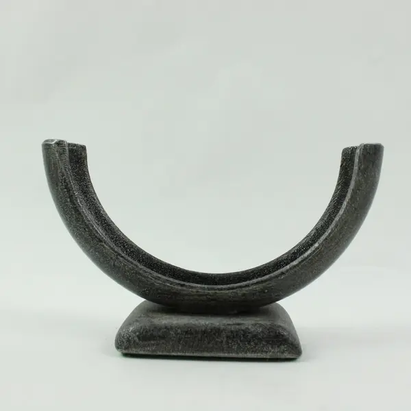 Art Deco Black Metal U-Shaped Candle Holder Display Stand 5.75in