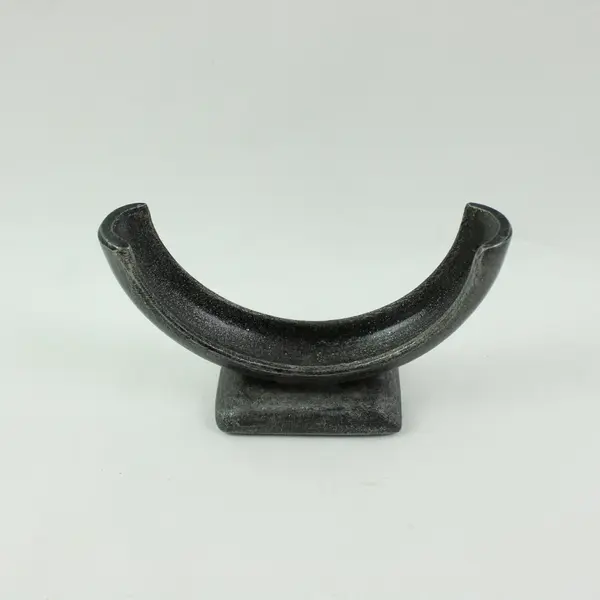 Art Deco Black Metal U-Shaped Candle Holder Display Stand 5.75in
