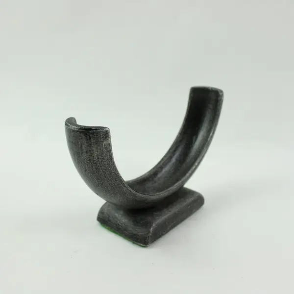 Art Deco Black Metal U-Shaped Candle Holder Display Stand 5.75in