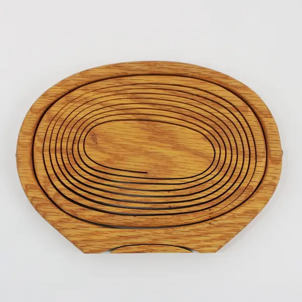 Oval Collapsible Wooden Fruit Basket Folding Kitchen Storage Decor