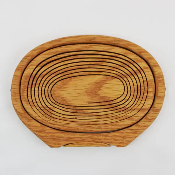 Oval Collapsible Wooden Fruit Basket Folding Kitchen Storage Decor
