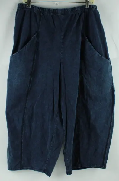 Cynthia Ashby Women's XL Navy Blue Loose Fit Capri Pants