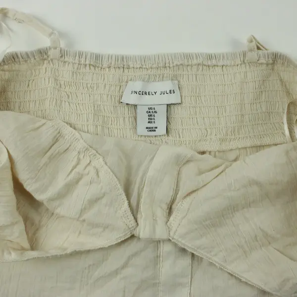Sincerely Jules Women's Large Cream Off-White Cotton Tank Top