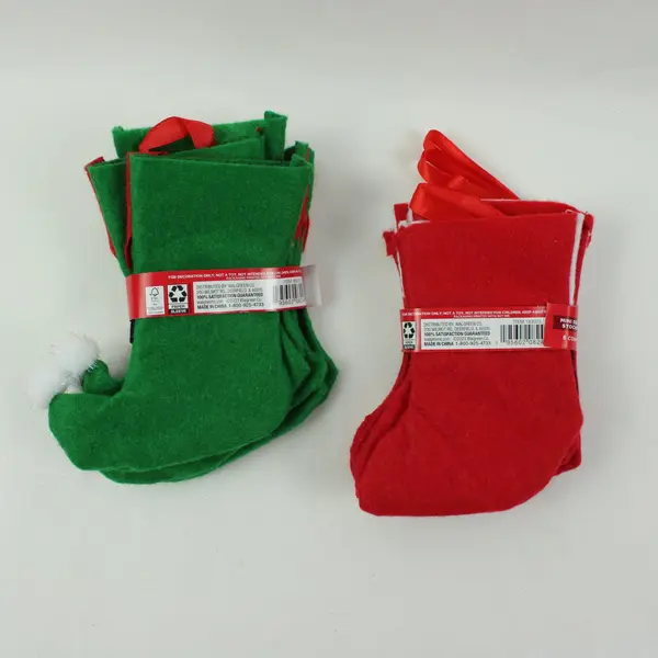 Lot of 2 Mini Christmas Stockings Santa/Elf Holiday Decor 12 Count