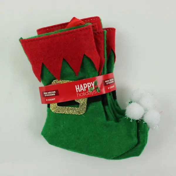 Lot of 2 Mini Christmas Stockings Santa/Elf Holiday Decor 12 Count