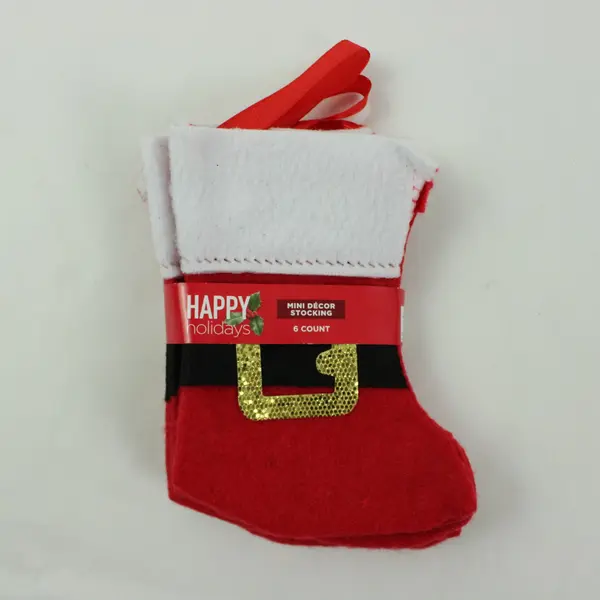 Lot of 2 Mini Christmas Stockings Santa/Elf Holiday Decor 12 Count