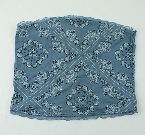 Wild Fable Women's Large Blue Paisley Bandana Print Tube Top