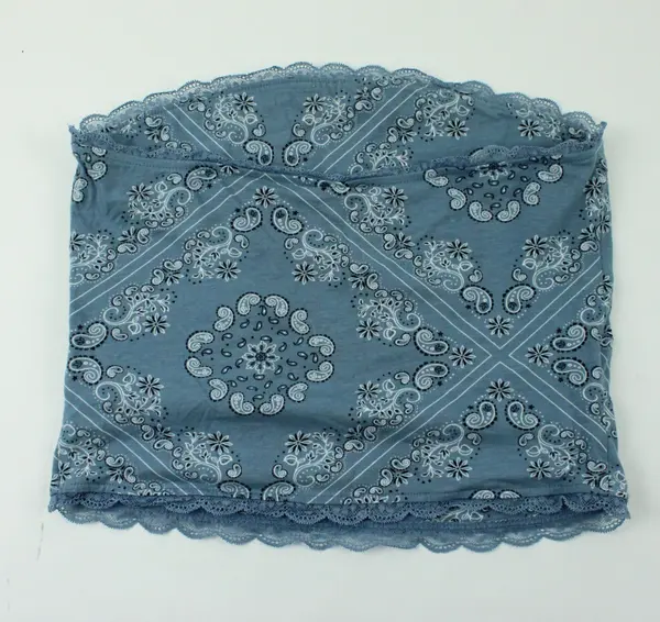 Wild Fable Women's Large Blue Paisley Bandana Print Tube Top