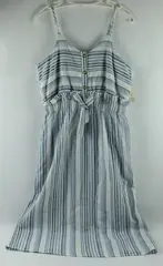 NWT Japna Women's Blue White Striped Sleeveless Midi Dress Large