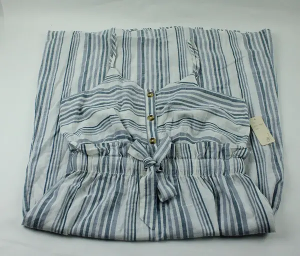 NWT Japna Women's Blue White Striped Sleeveless Midi Dress Large