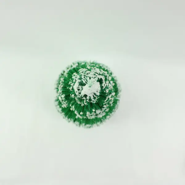 Happy Holidays Bottle Brush Christmas Tree 12 Inch Green White Tabletop Decor