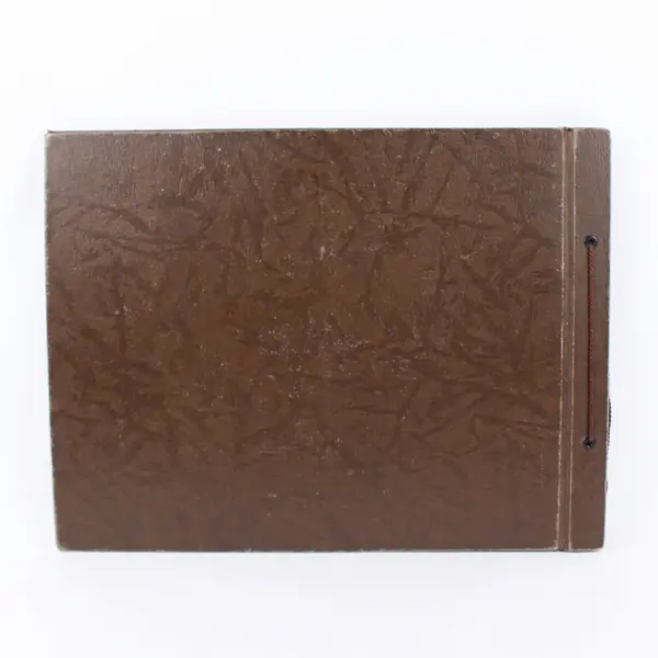 Vintage Brown Embossed Viking Ship Photo Album Scrapbook 15 x 11.5 in