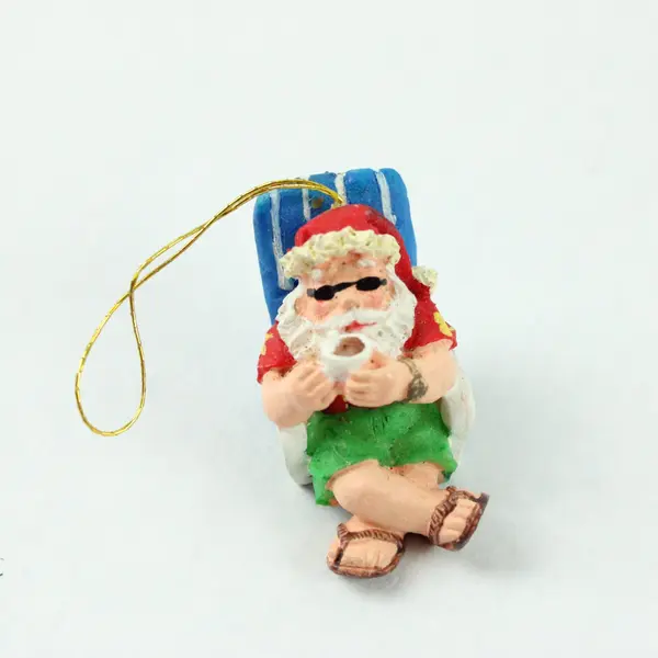 Set of 4 Santa Claus Christmas Ornaments on Vacation 1.75" Tall