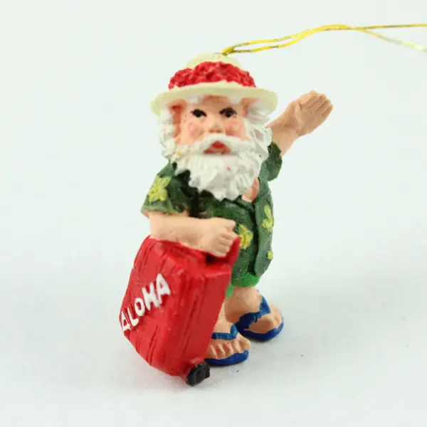 Set of 4 Santa Claus Christmas Ornaments on Vacation 1.75" Tall