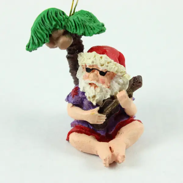 Set of 4 Santa Claus Christmas Ornaments on Vacation 1.75" Tall