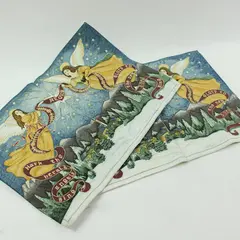 Lot of 2 Christmas Angel Nativity Cloth Placemats 18 x 12 in
