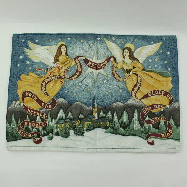 Lot of 2 Christmas Angel Nativity Cloth Placemats 18 x 12 in