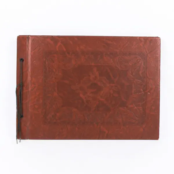 Brown Embossed Leather-Style Photo Album Scrapbook 15.5 x 11 Inch