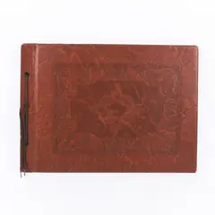 Brown Embossed Leather-Style Photo Album Scrapbook 15.5 x 11 Inch
