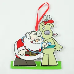 Wooden Disney Santa Doctor with Sick Reindeer Holiday Christmas Ornament 5" Tall