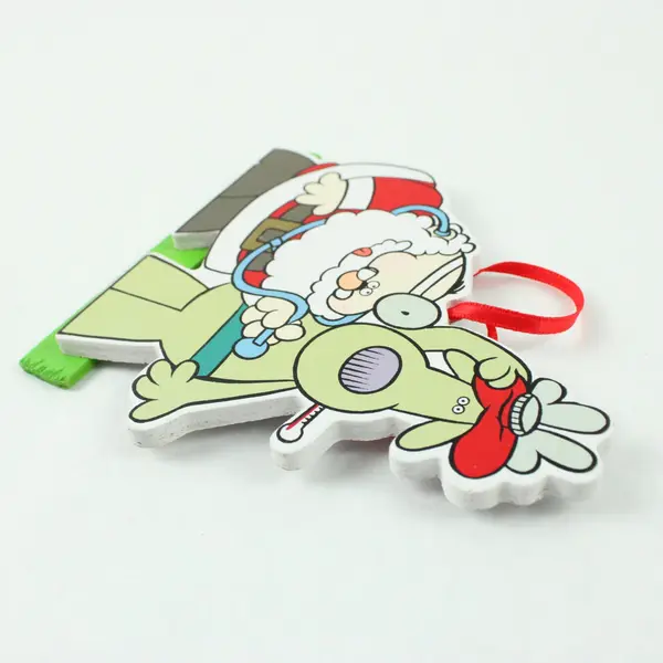 Wooden Disney Santa Doctor with Sick Reindeer Holiday Christmas Ornament 5" Tall