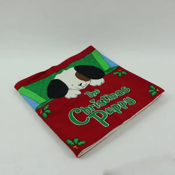 The Christmas Puppy Fabric Book 9.5 x 9.75 in Holiday Dog Holly Craft