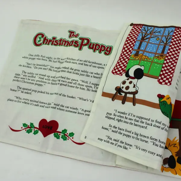 The Christmas Puppy Fabric Book 9.5 x 9.75 in Holiday Dog Holly Craft