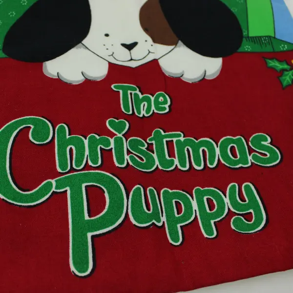 The Christmas Puppy Fabric Book 9.5 x 9.75 in Holiday Dog Holly Craft