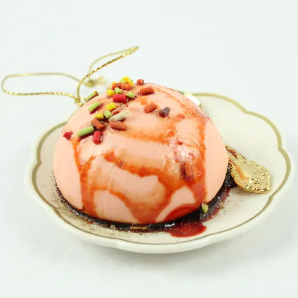 Holiday Dessert White Plate Spoon Plastic Christmas Ornament 1" High