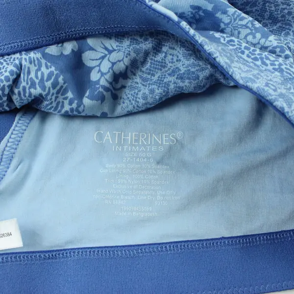 Catherines Intimates Women's Blue Leopard Floral Unlined Bra 50G