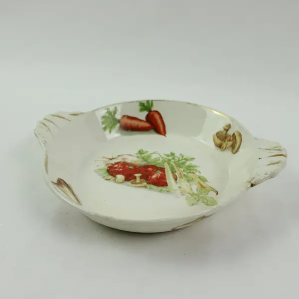 Vintage Vegetable Au Gratin Baker Dish With Handles 7.5in 22KT Gold