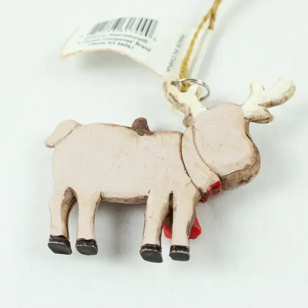 Gerson Companies Reindeer Christmas Ornament 2.5" Red Scarf Gold Stripes