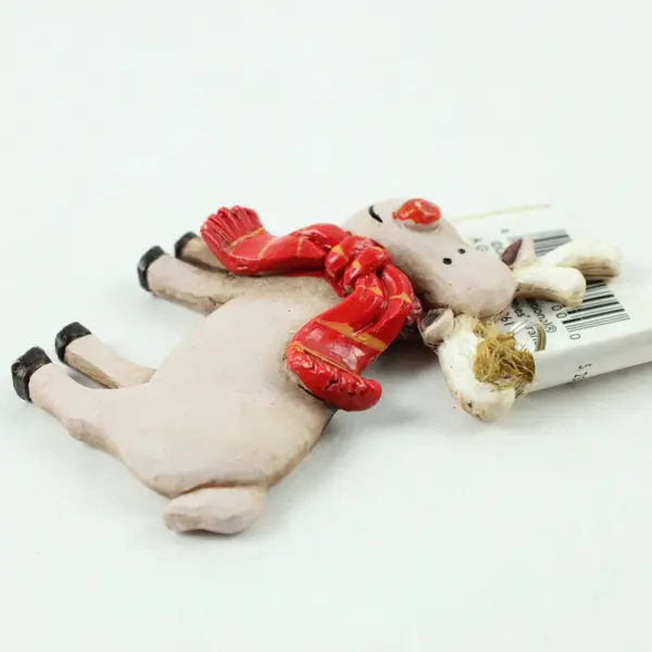 Gerson Companies Reindeer Christmas Ornament 2.5" Red Scarf Gold Stripes