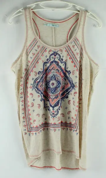 Maurices Women's XL Boho Graphic Tank Top Pink Blue Beige