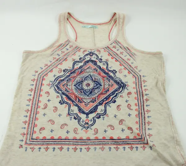 Maurices Women's XL Boho Graphic Tank Top Pink Blue Beige