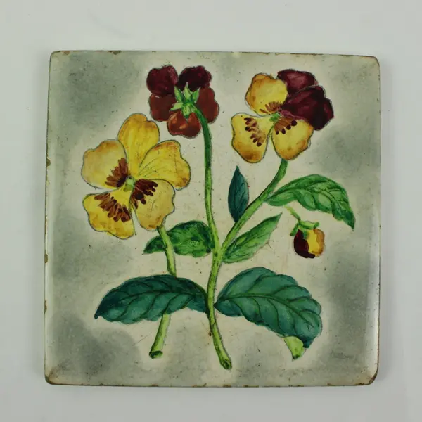 Floral Ceramic Tile Trivet 6 Inch Decorative Hot Pad