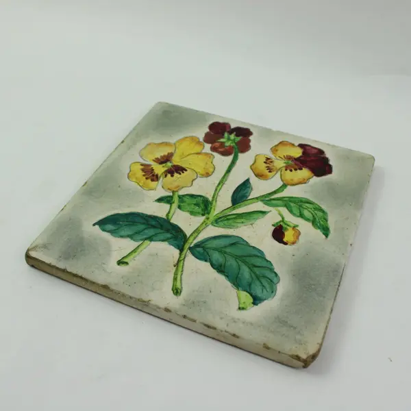 Floral Ceramic Tile Trivet 6 Inch Decorative Hot Pad