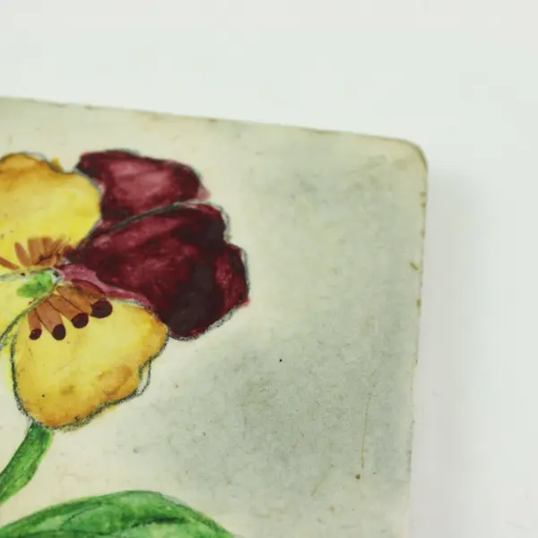 Floral Ceramic Tile Trivet 6 Inch Decorative Hot Pad