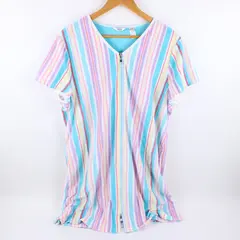 Adonna Women's Large Multicolor Striped Zip-Up Beach Cover-Up