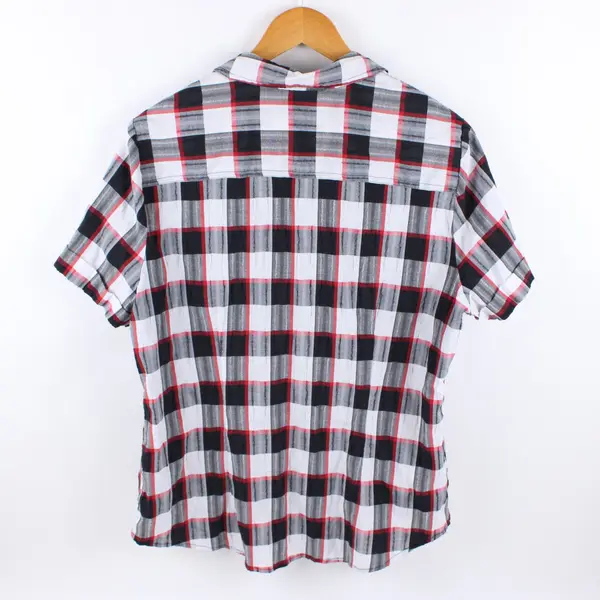 Allison Daley Women's Black Red Plaid Short Sleeve Button-Up Shirt Size 16