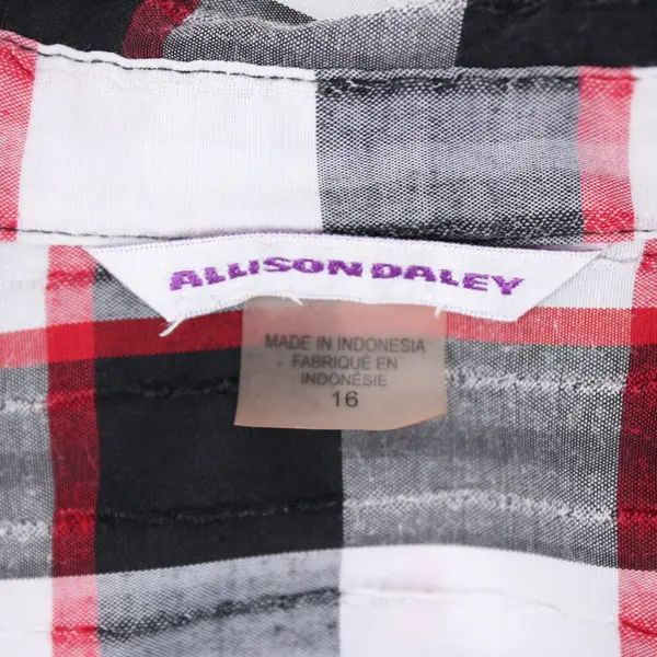 Allison Daley Women's Black Red Plaid Short Sleeve Button-Up Shirt Size 16
