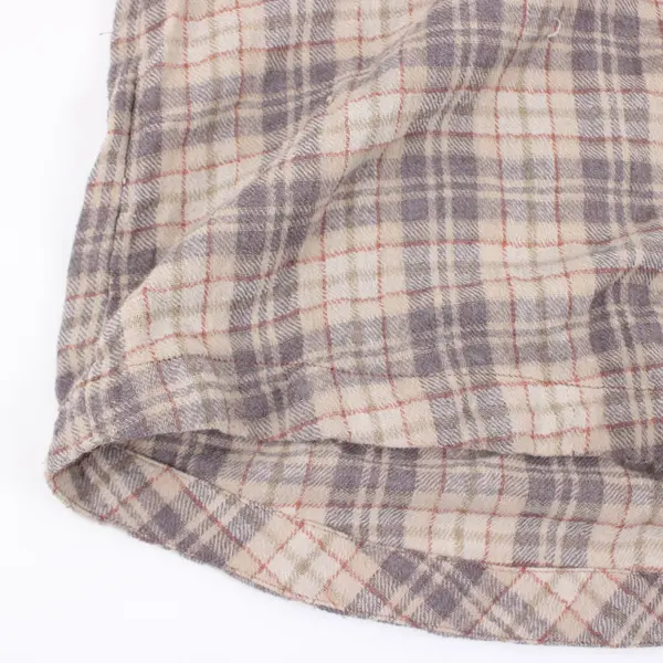 Free People Women's Large Plaid Long Sleeve Henley Top