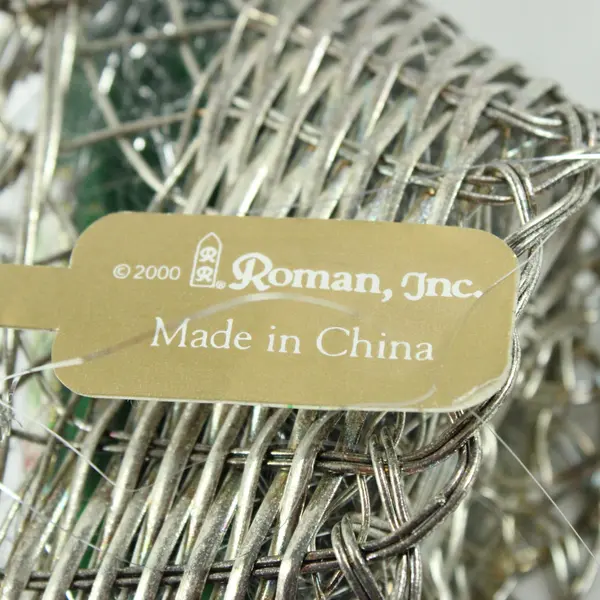 Lot of 2 2000 Roman Inc. Wine Basket Ornaments with Miniature Wine Bottles Good