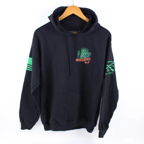 Grunt Style Irish American This We'll Defend Graphic Hoodie Men's Medium